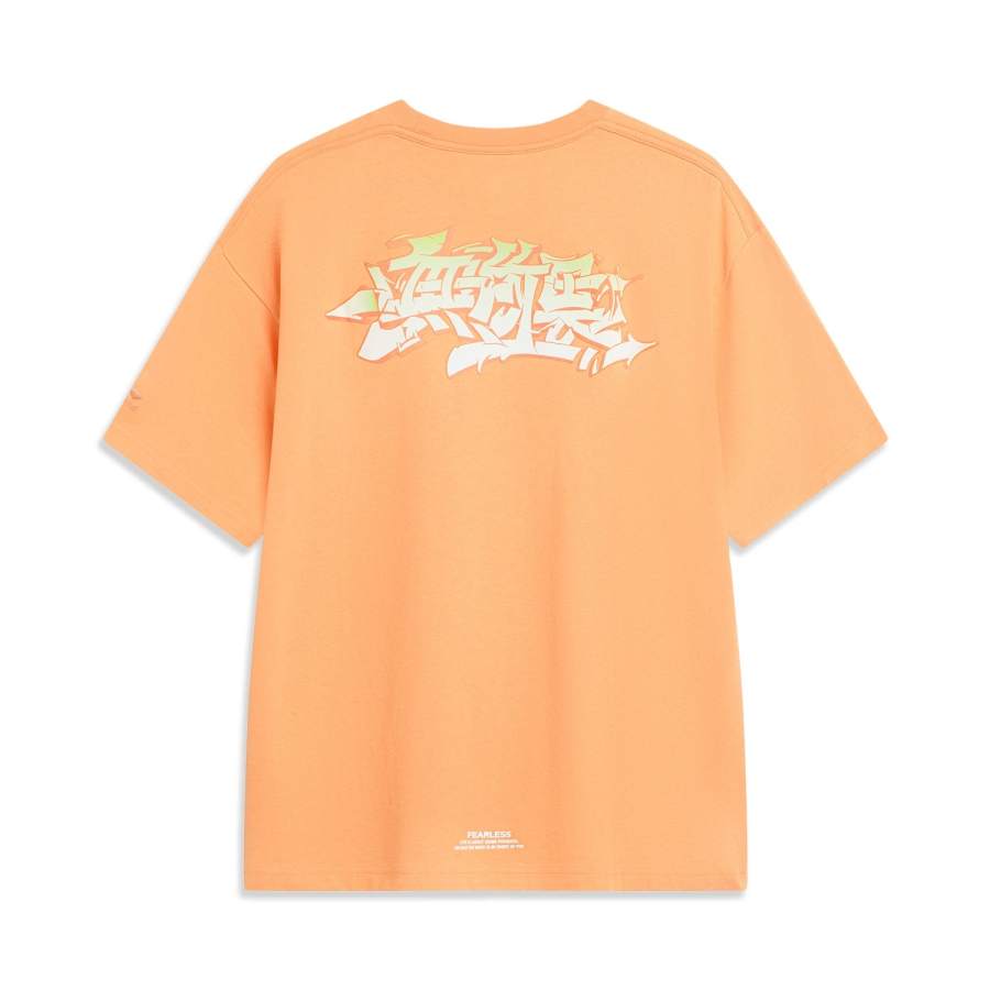 Li-Ning Li Ning Skateboard T Shirts Unisex Sweet Orange Pie Crew Neck Moderate Straight Fit