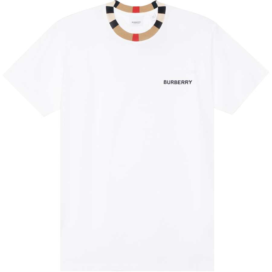 Burberry Icon Stripe Trim Cotton T-shirt White
