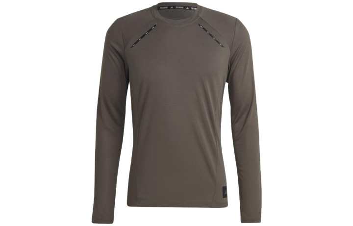 Adidas Adidas T Shirts Men's Dark Olive Crew Neck Moderate Straight Fit