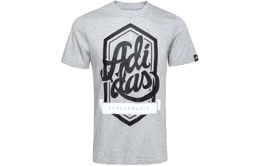 Adidas Adidas T Shirts Men's Gray Crew Neck Moderate Straight Fit