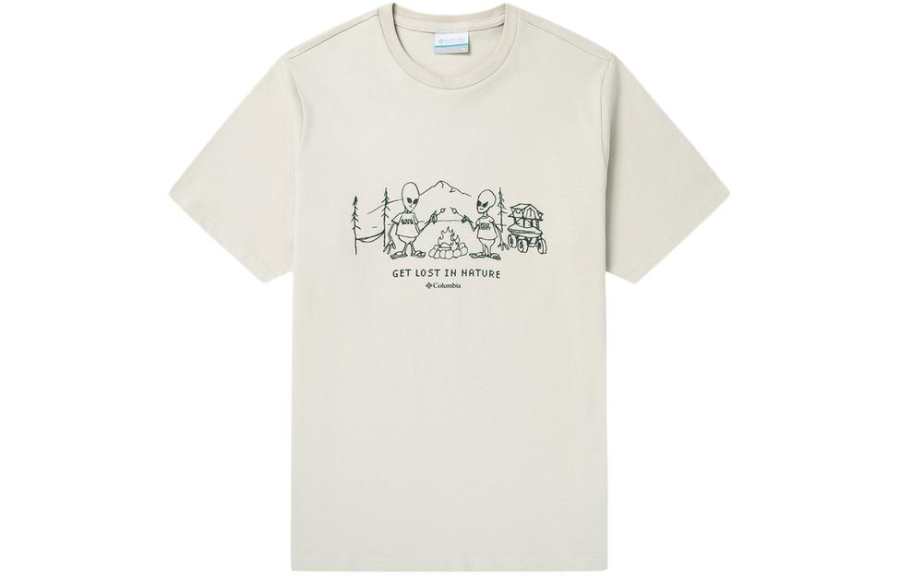 Columbia T Shirts Men's White Crew Neck Moderate Straight Fit