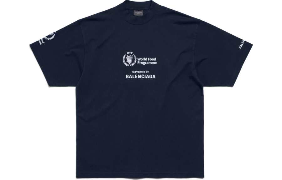 Balenciaga T Shirt Regular Fit Unisex Dark Blue