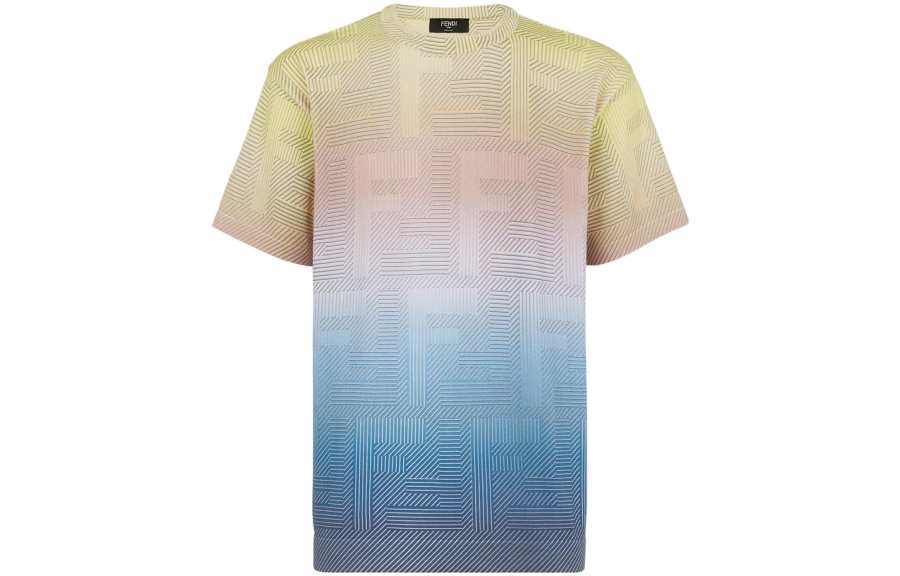 FENDI T Shirts Men's Multicolor Crew Neck Moderate Straight Fit
