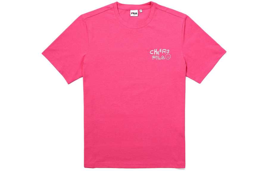 FILA T Shirts Men's Bright Pink Crew Neck Moderate Straight Fit