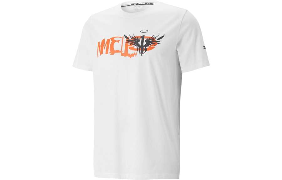 PUMA Basketball Collection T Shirts Men's White Crew Neck Moderate Straight Fit