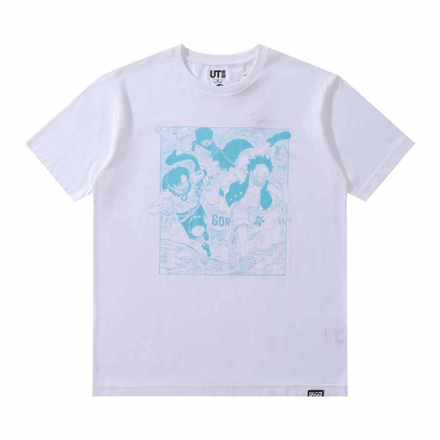 UNIQLO T Shirts Unisex White Crew Neck Moderate Straight Fit
