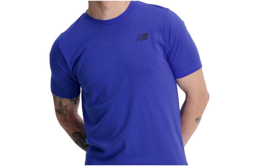 New Balance New Balance T Shirts Men's Blue Crew Neck Moderate Straight Fit
