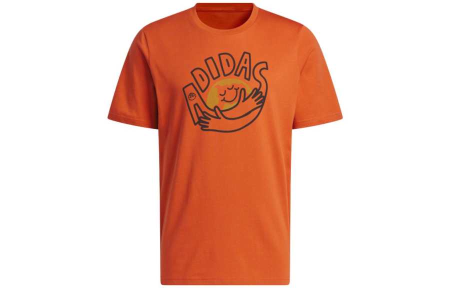 Adidas Adidas T Shirts Men's Orange Crew Neck Moderate Straight Fit