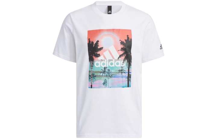 Adidas Adidas T Shirts Men's White Crew Neck Moderate Straight Fit