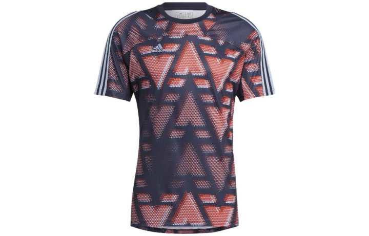Adidas Adidas T Shirts Men's Blue Red Crew Neck Moderate Straight Fit