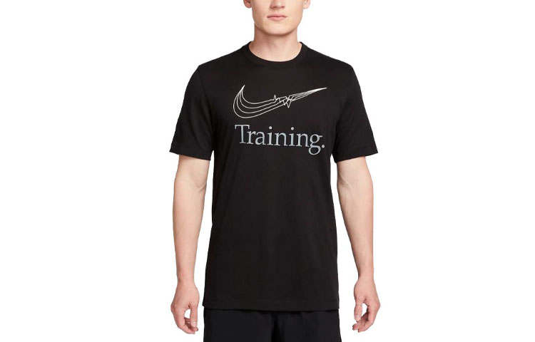 Nike Nike Dri Fit T Shirts Men's Black Crew Neck Moderate Straight Fit