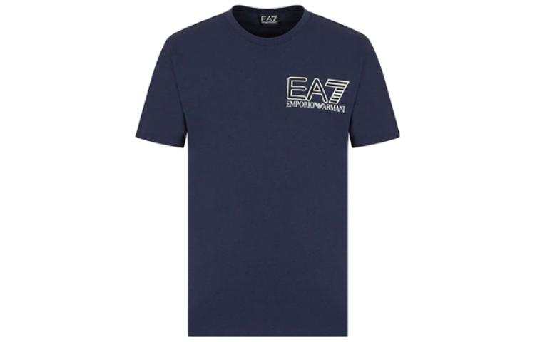 EMPORIO ARMANI T Shirts Men's Marine Blue Crew Neck Moderate Straight Fit