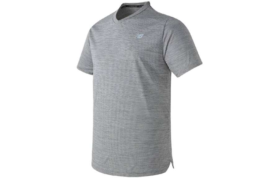 New Balance New Balance T Shirts Men's Gray V Neck Moderate Straight Fit
