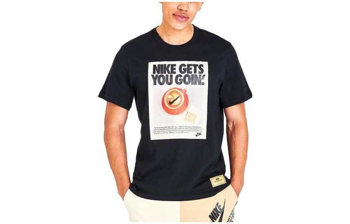 Nike Nike T Shirts Men's Black Crew Neck Moderate Straight Fit