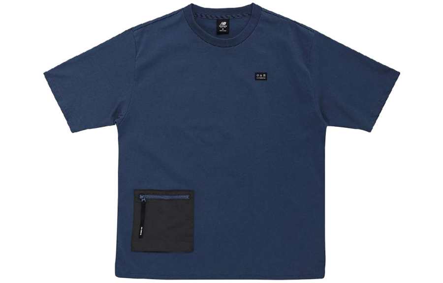 New Balance New Balance T Shirts Men's Blue Crew Neck Moderate Straight Fit