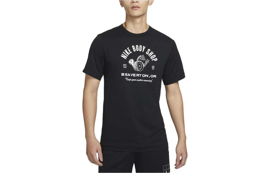 Nike Nike T Shirts Men's Black Crew Neck Moderate Straight Fit
