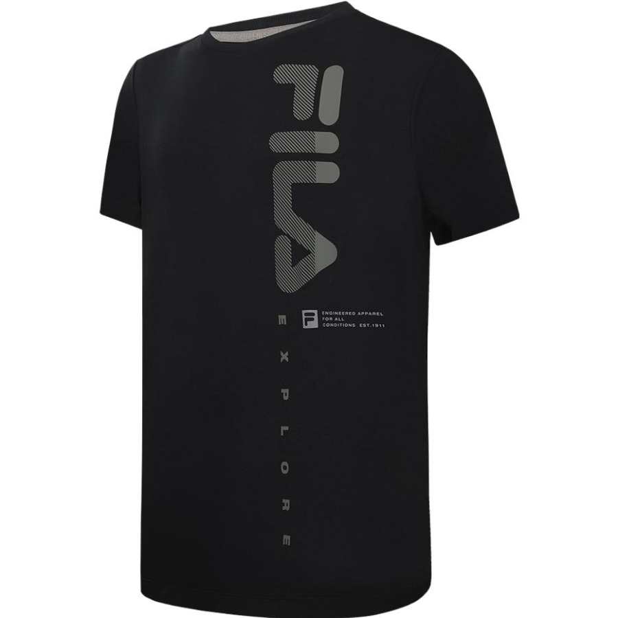 FILA T Shirts Men's Black Crew Neck Moderate Straight Fit
