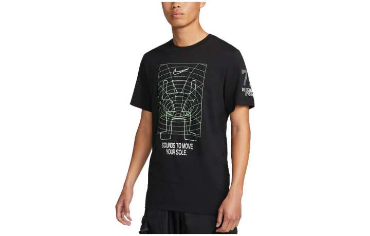 Nike Nike T Shirts Men's Black Crew Neck Moderate Straight Fit