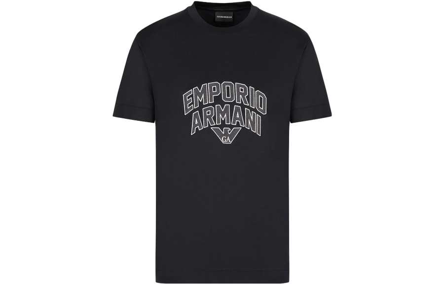 EMPORIO ARMANI T Shirts Men's Black Crew Neck Moderate Straight Fit