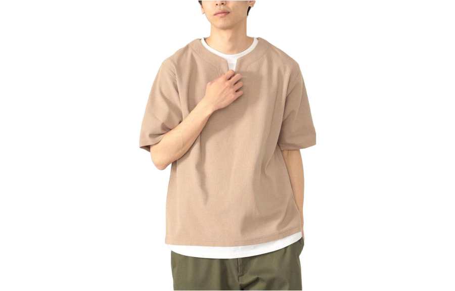 Beams T Shirts Men's Crew Neck Moderate Mock Two Piece