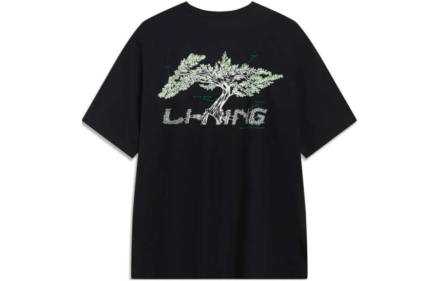 Li-Ning Li Ning Sports Life Collection T Shirts Men's Black Crew Neck Moderate