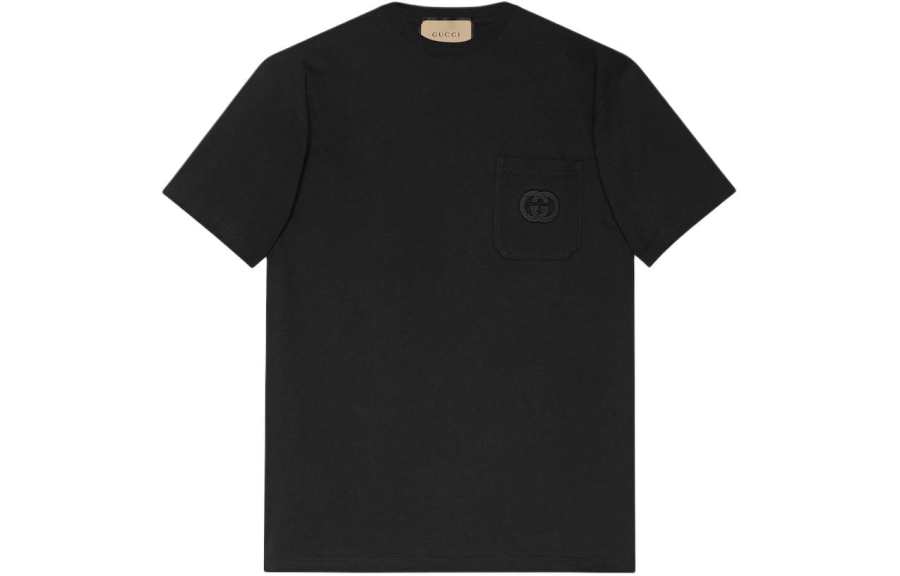 GUCCI T Shirts Men's Black Crew Neck Moderate Straight Fit