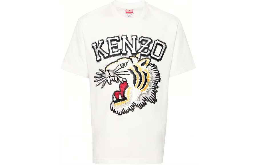 KENZO Logo Embroidered Crewneck T Shirt