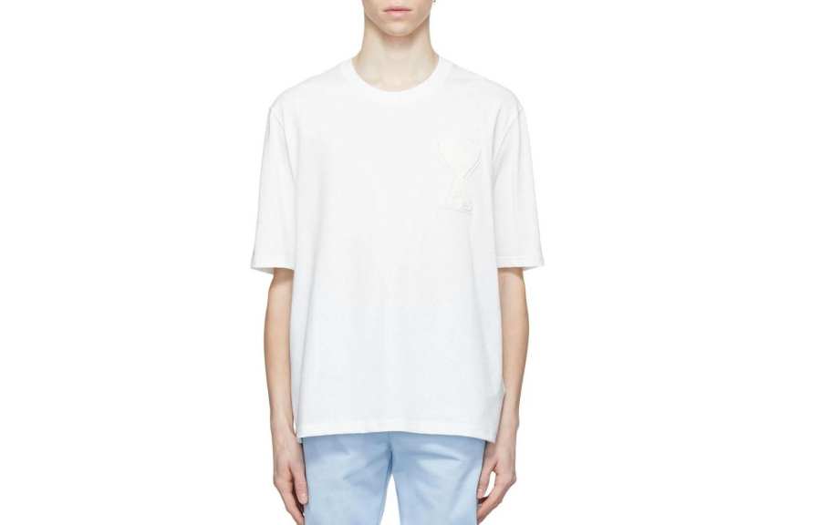 AMIPARIS T Shirts Men's White Crew Neck Moderate