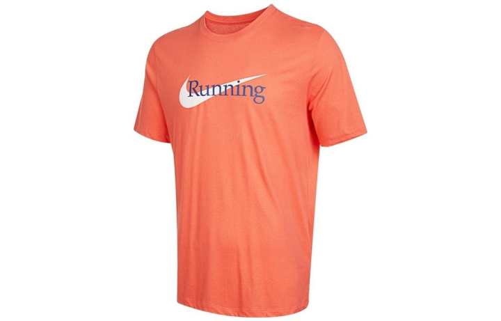 Nike Nike T Shirts Men's Orange Crew Neck Moderate Straight Fit