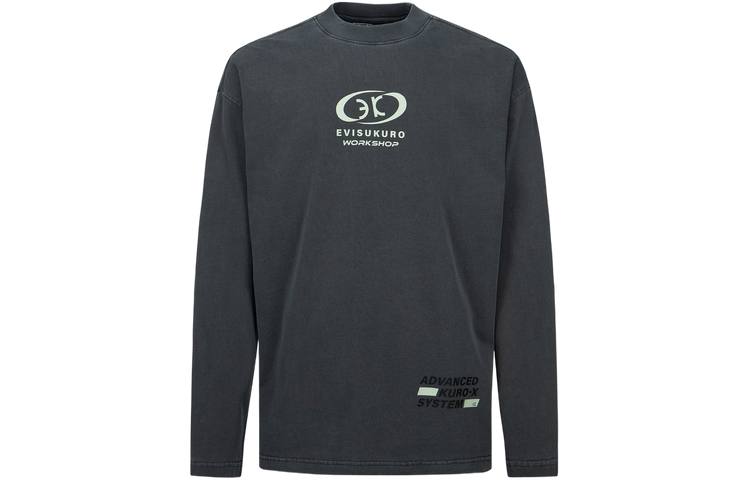 EVISU T Shirts Men's Dark Gray Stand Collar Moderate Straight Fit