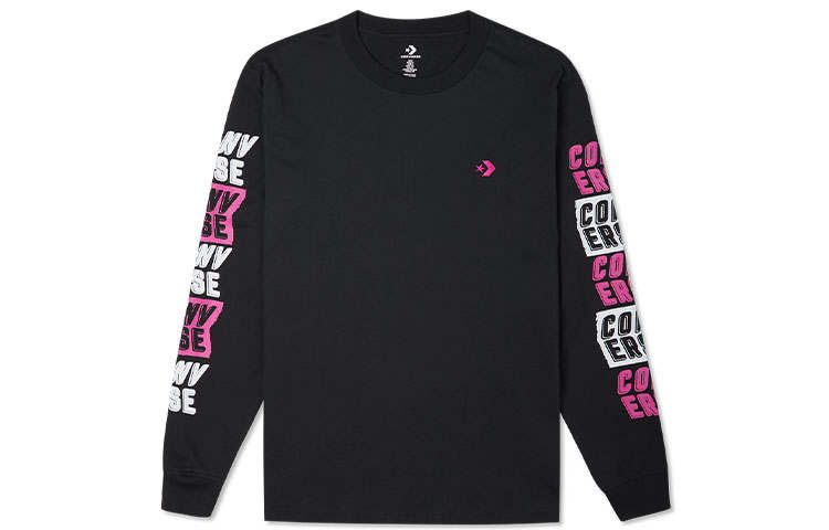 Converse T Shirts Men's Black Crew Neck Moderate Straight Fit