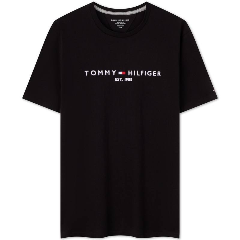 Tommy Hilfiger T Shirts Men's Black Crew Neck Moderate Straight Fit