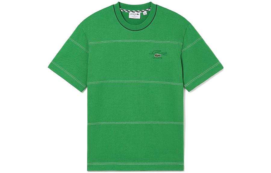 LACOSTE T Shirts Men's Grass Green Crew Neck Moderate