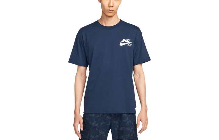 Nike Nike T Shirts Men's Navy Blue Crew Neck Moderate Straight Fit
