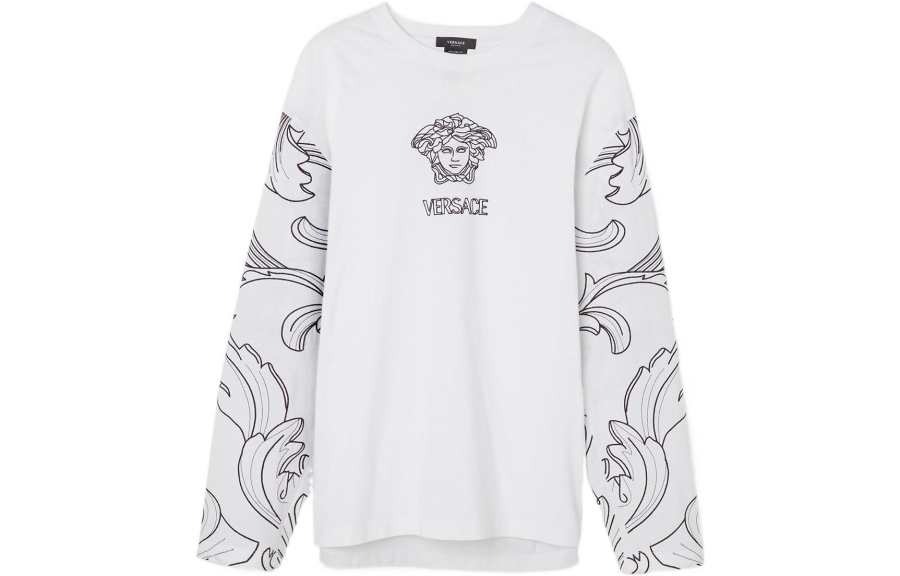 VERSACE T Shirts Men's White Crew Neck Moderate Straight Fit