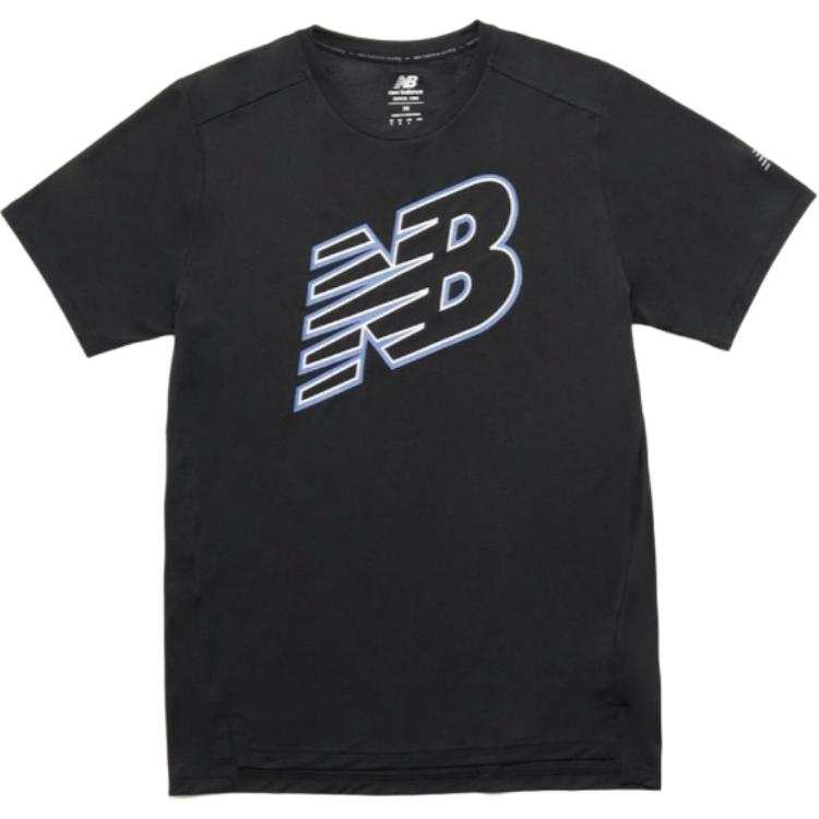 New Balance New Balance T Shirts Men's Jet Black Crew Neck Moderate Straight Fit
