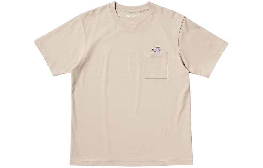 UNIQLO Detective Conan Co Branded T Shirts Unisex Beige Crew Neck Moderate Straight Fit