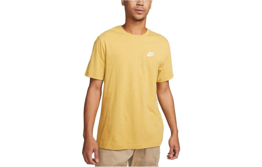 Nike Nike T Shirts Men's Wheat Yellow Crew Neck Moderate Straight Fit