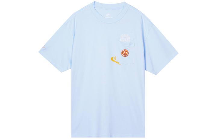 Nike Nike T Shirts Men's Blue Crew Neck Moderate Straight Fit