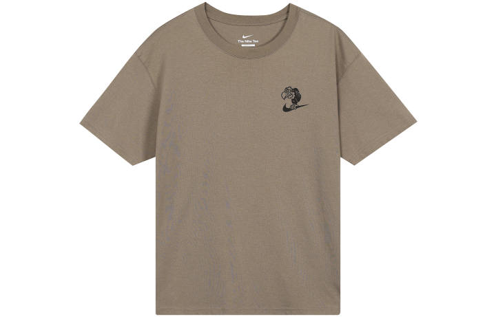 Nike Nike T Shirts Men's Olive Gray Crew Neck Moderate Straight Fit