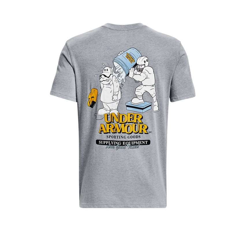 Under Armour T Shirts Men's Gray Crew Neck Moderate Straight Fit