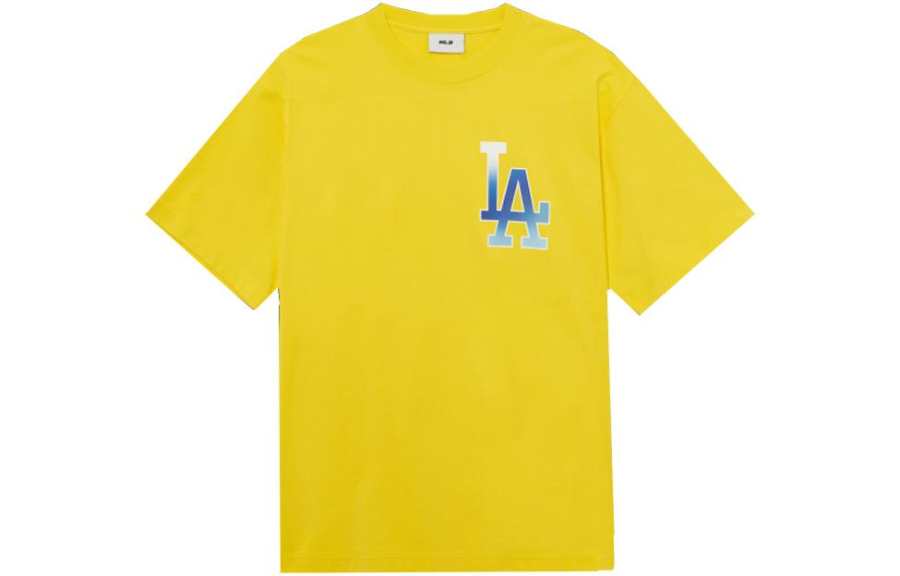 MLB Los Angeles Dodgers T Shirts Unisex Yellow Crew Neck Moderate