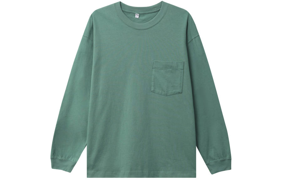 UNIQLO T Shirts Men's Green Crew Neck Moderate Straight Fit