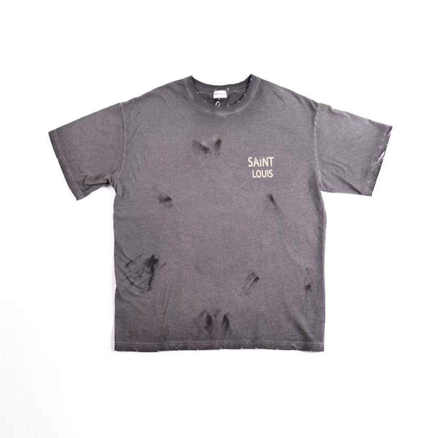 SSSAINT LOUIS T Shirts Unisex Gray Crew Neck Moderate Straight Fit