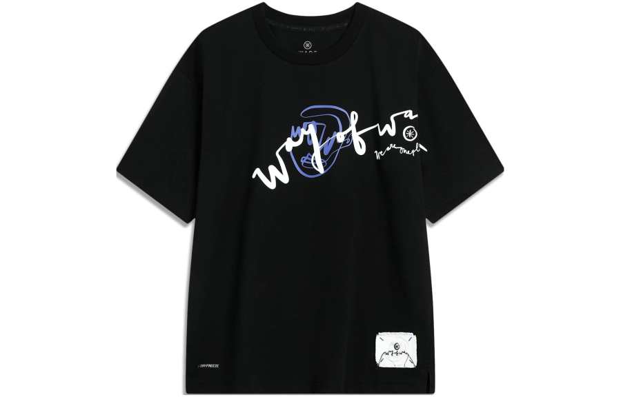 Li-Ning Li Ning Wade Collection T Shirts Unisex Black Crew Neck Moderate Straight Fit