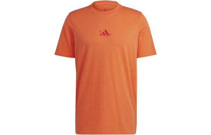 Adidas Adidas T Shirts Men's Orange Crew Neck Moderate Straight Fit