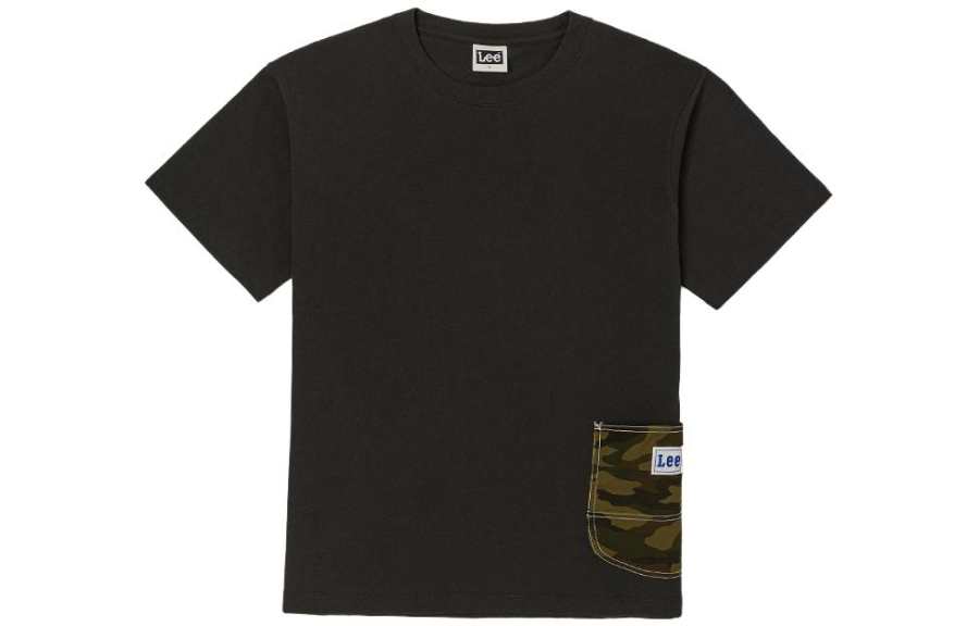 Lee T Shirts Men's Black Crew Neck Moderate Straight Fit