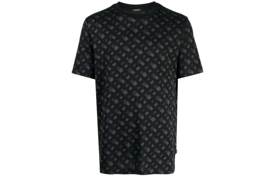 HUGO BOSS T Shirts Men's Dark Night Black Crew Neck Moderate Straight Fit