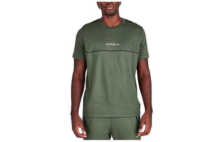 Adidas Adidas T Shirts Men's Green Crew Neck Moderate Straight Fit