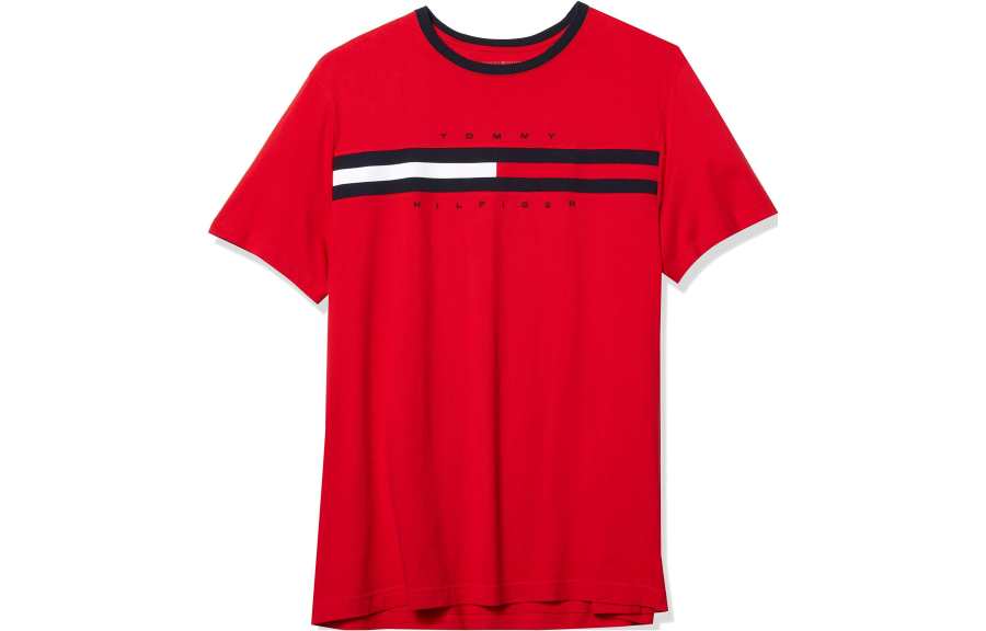 Tommy Hilfiger T Shirts Men's Red Crew Neck Moderate